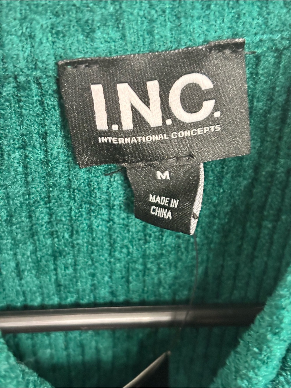 NWT INC International Concepts Emerald Green Ribbed Keyhole Mock Neck Sweater (S - Picture 4 of 4